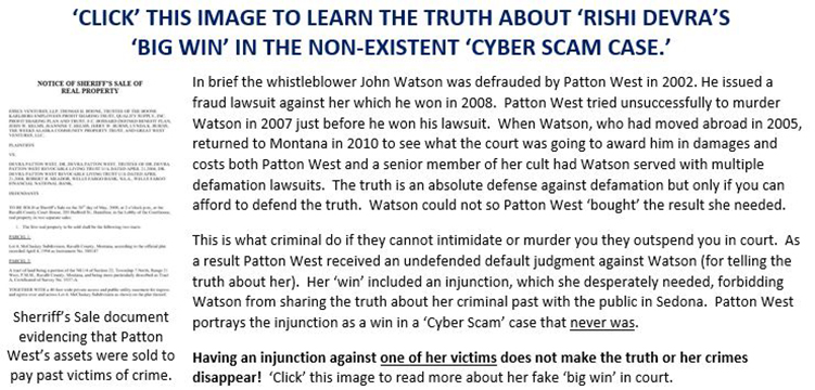 Dr Devra West, Rishi Devra, Cyber integrity, Cyber Scam, Wins Permanent Injunction, The Living Rishi, Teacher of Teachers, Sedona Arizona, Awakening, Ascension, 